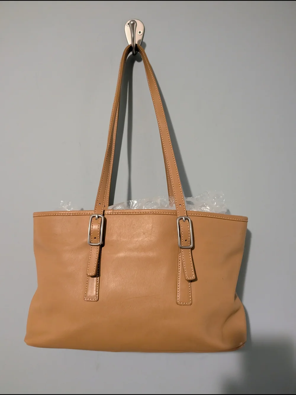 Coach Tan Leather Shoulder Tote with Double Straps-9813 - Picture 2 of 5